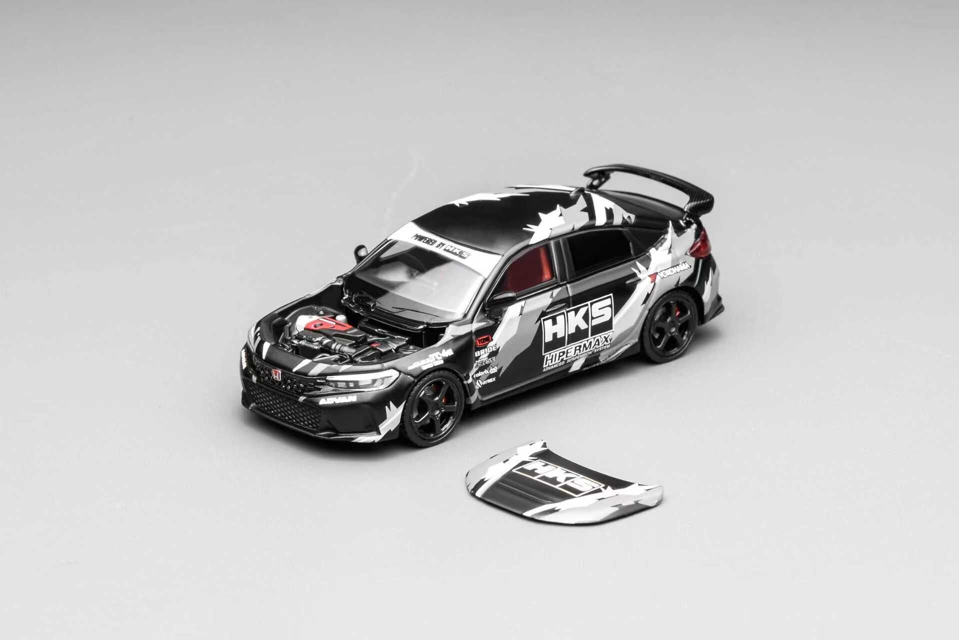 PO-$140 * MOTORHELIX * 1:64 HONDA CIVIC TYPE R FL5 MATT BLACK HKS [OD45952]