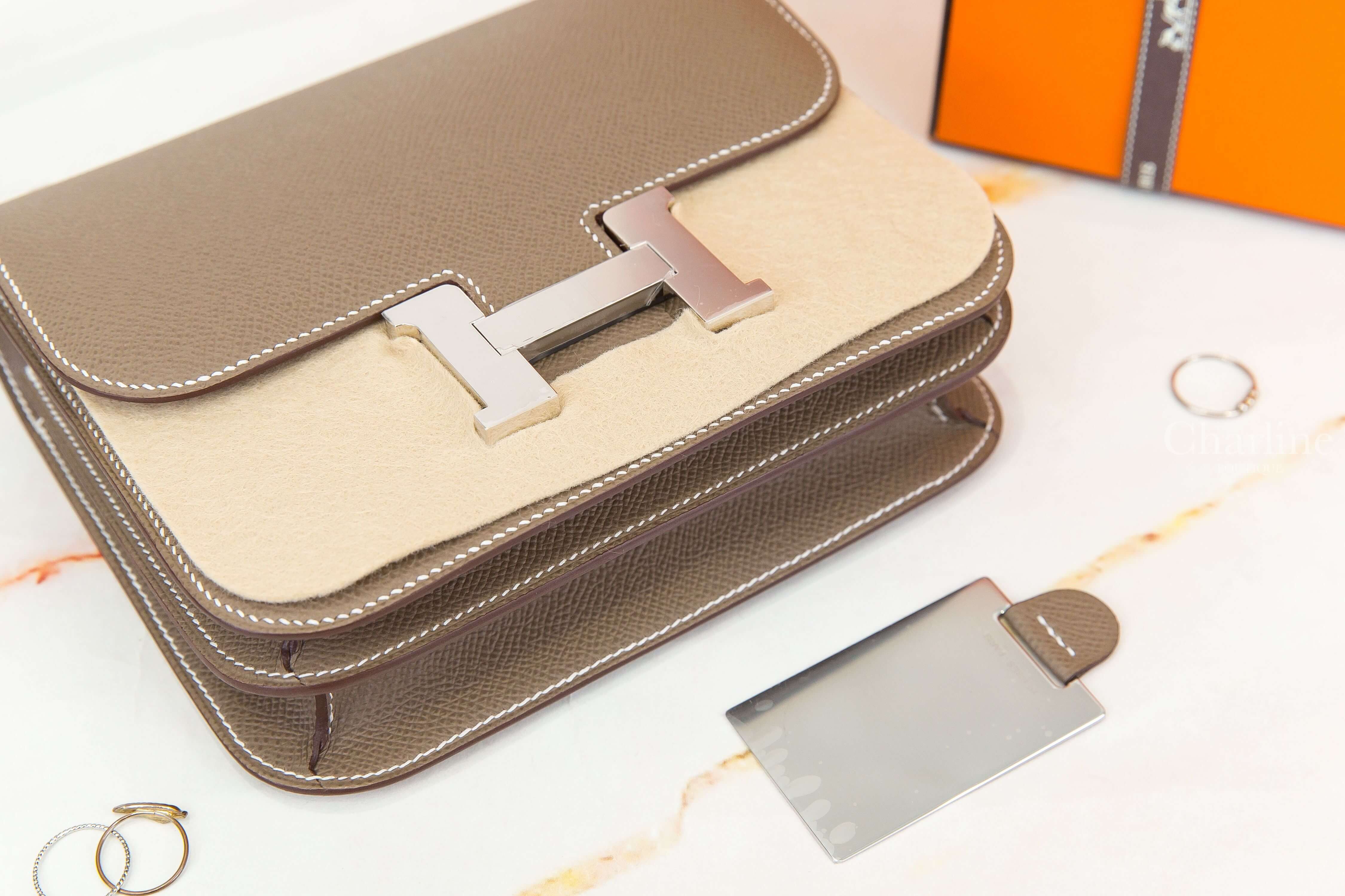 Hermès Mini Constance III 18cm 18 Etoupe Epsom 大象灰銀釦鏡面款-Charline Boutique 精品代購