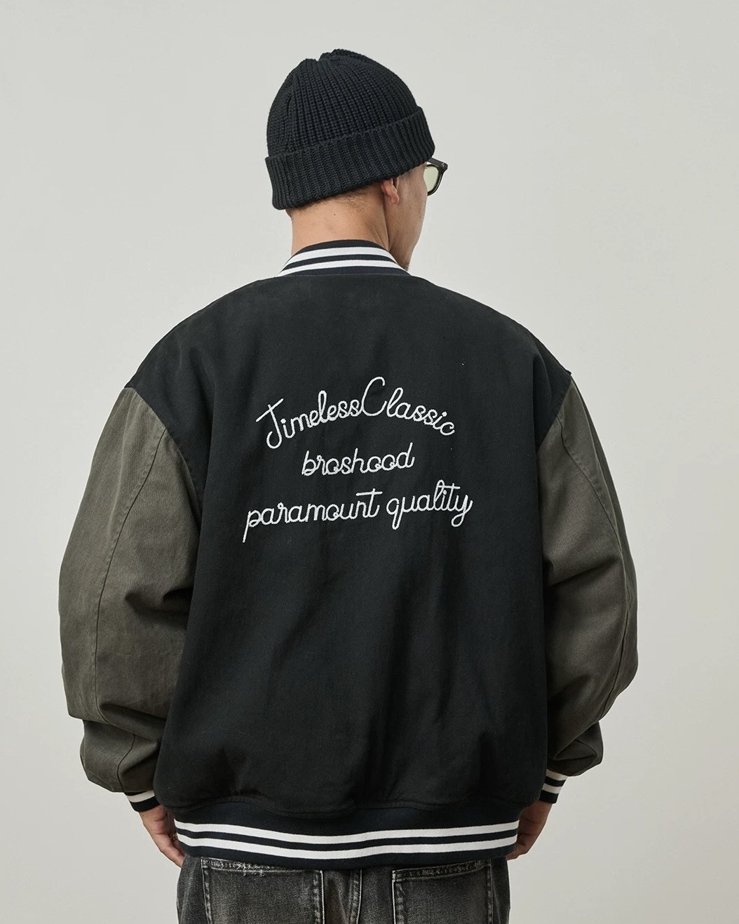 #預購 BROSHOOD 25AW 日系寬鬆 水洗拼接 撞色刺繡 棒球外套 兩色