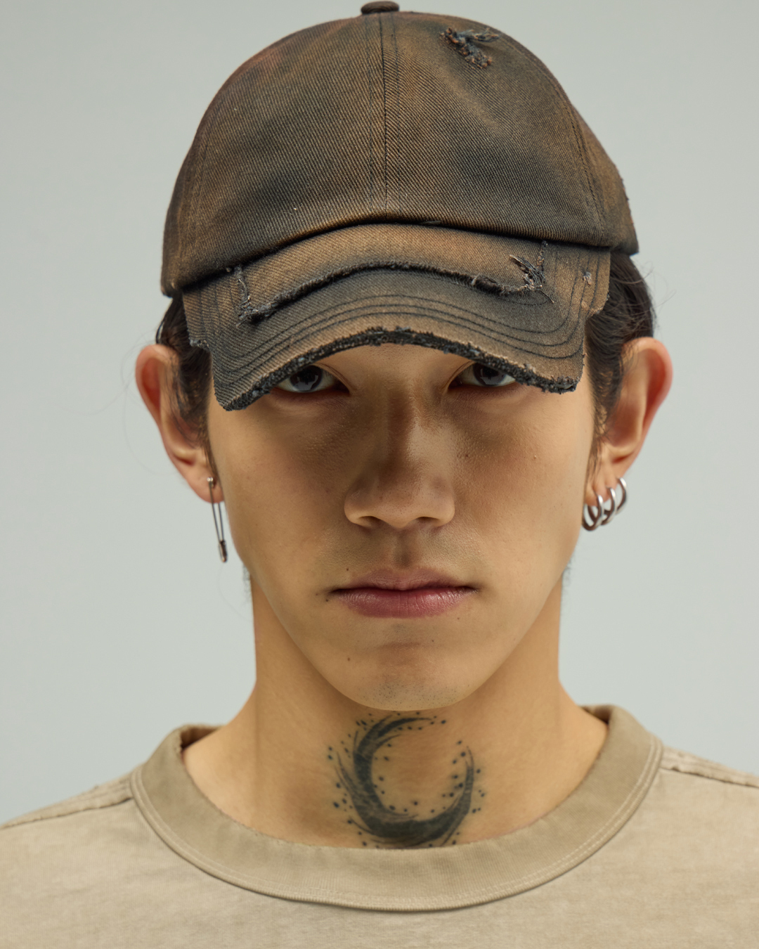 Silver 9 切角水洗棒球帽 / 卡其色