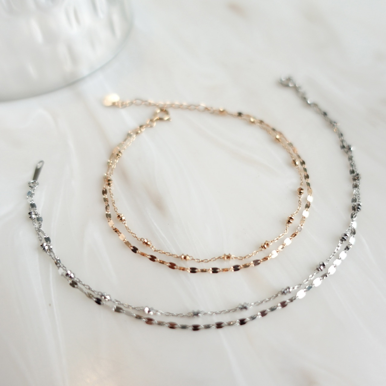 18K金日本製閃閃雙層手鏈