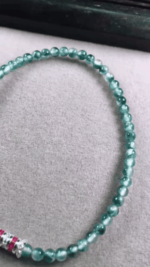 1013313 翡翠冰飄花手串 (3.3mm直徑)