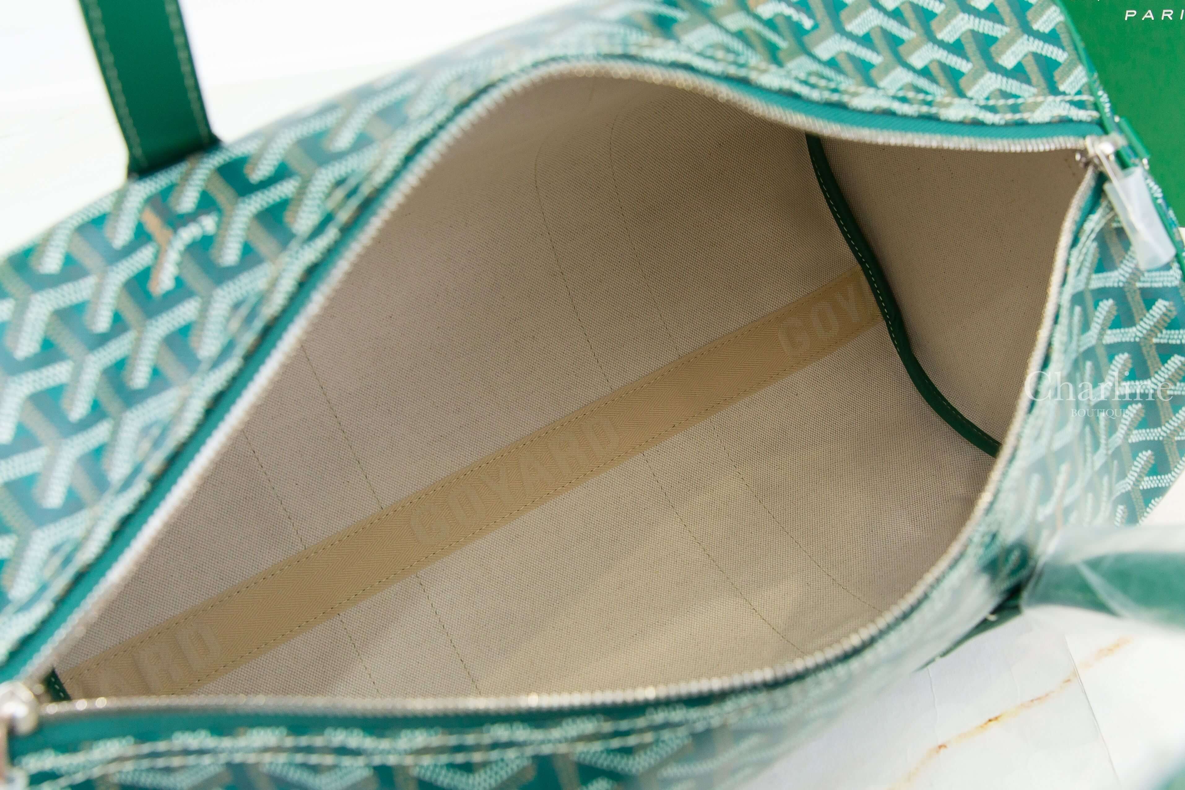 Goyard Barrel 40 Sports Bag 綠色帆布小牛皮同色側邊提把圓筒手提包-Charline Boutique 精品代購