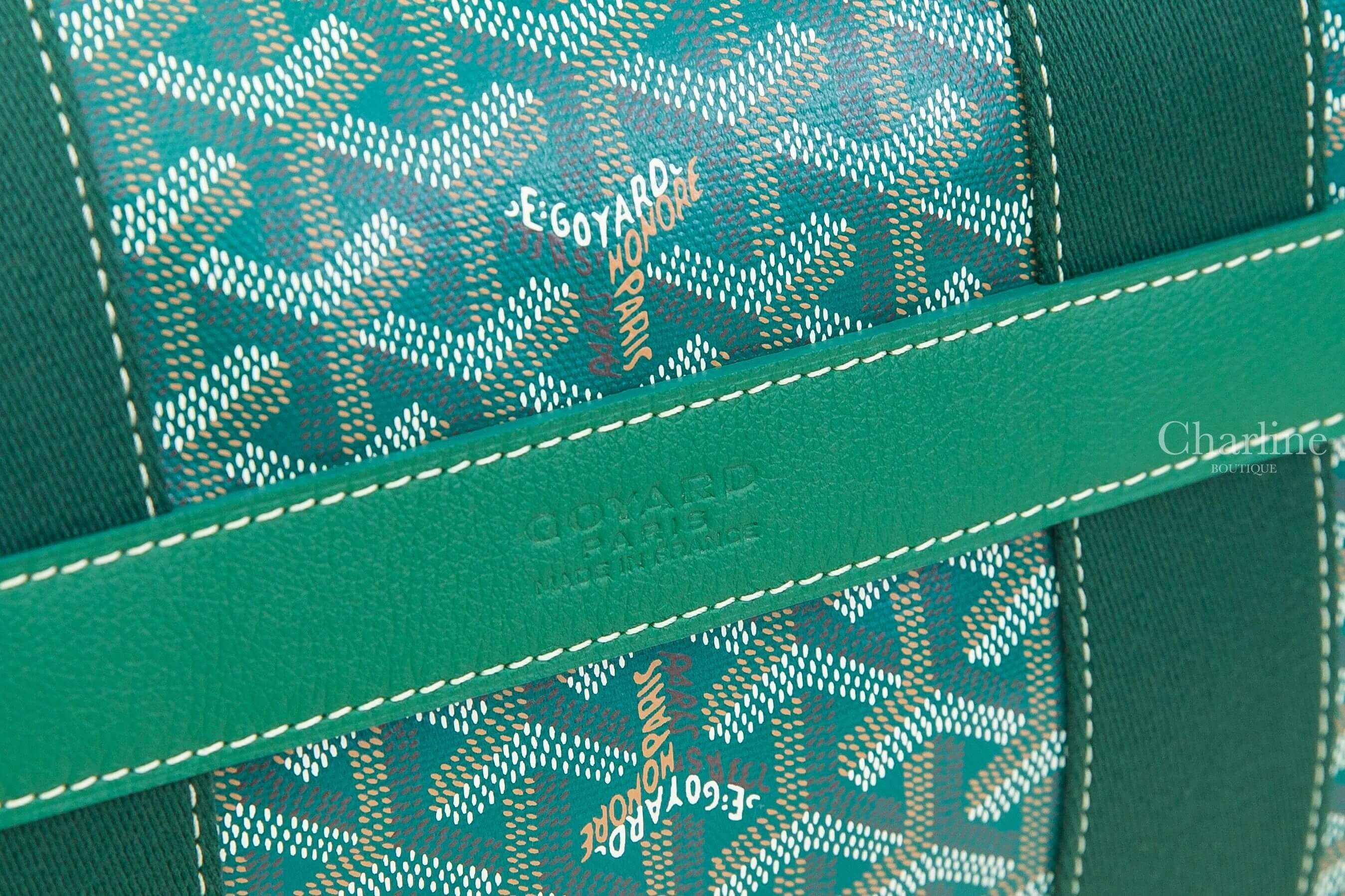 Goyard Barrel 40 Sports Bag 綠色帆布小牛皮同色側邊提把圓筒手提包