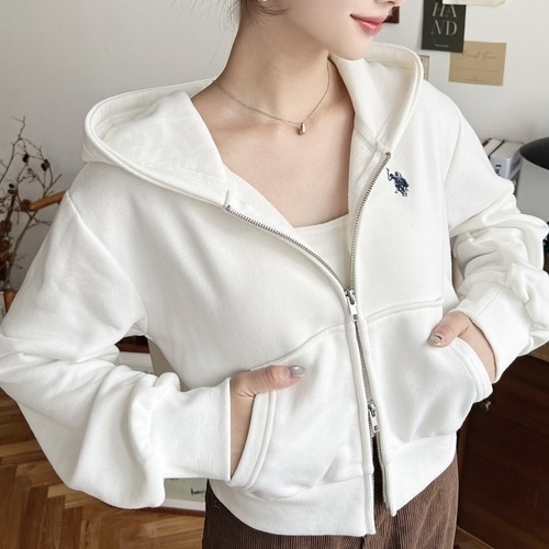 U.S. POLO ASSN. 短版連帽外套 休閒 雙拉鍊 刺繡LOGO 96798044