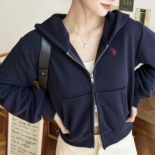 U.S. POLO ASSN. 短版連帽外套 休閒 雙拉鍊 刺繡LOGO 96798044