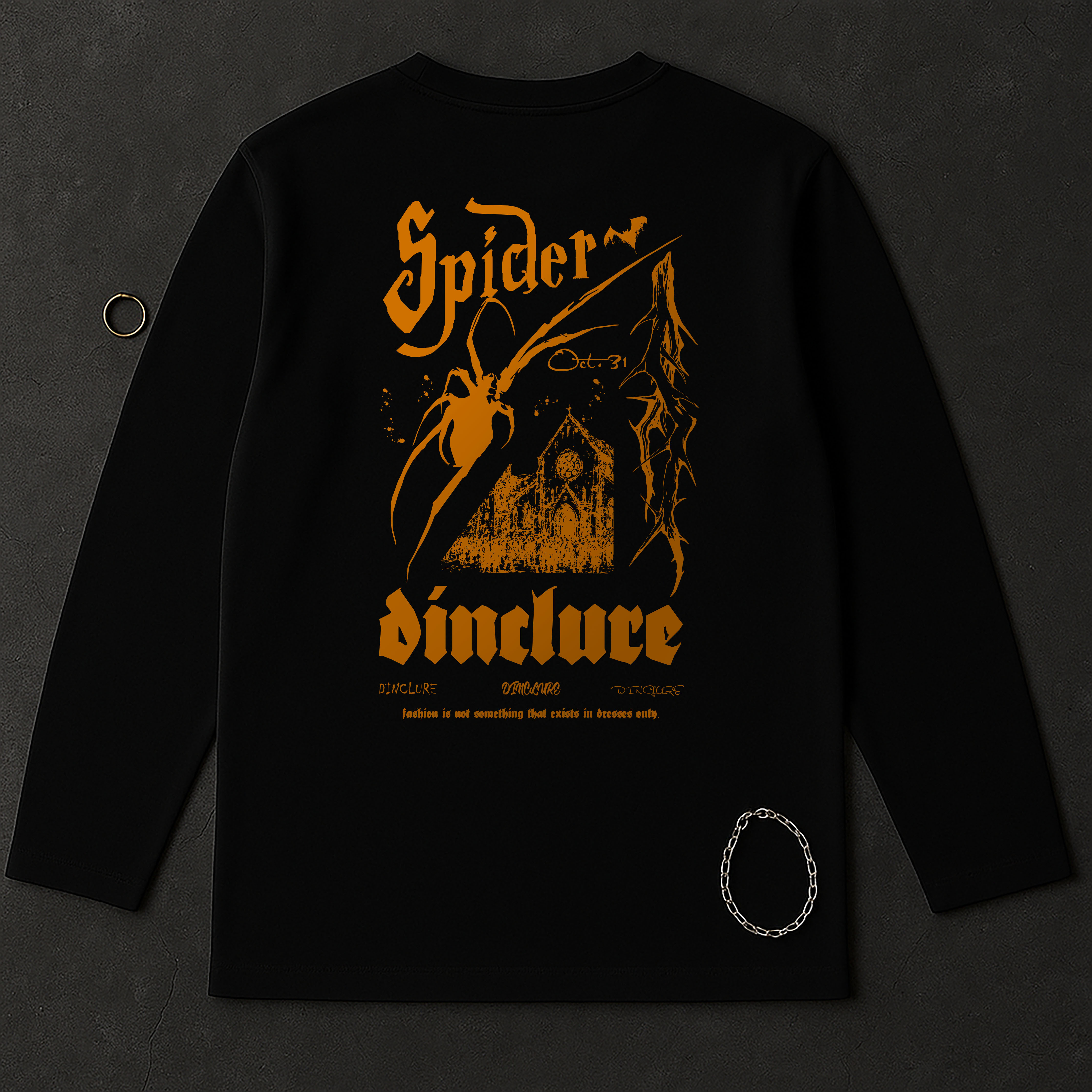 "D'INCLURE" - SPIDER.萬聖限定薄長T〈DIN2511〉