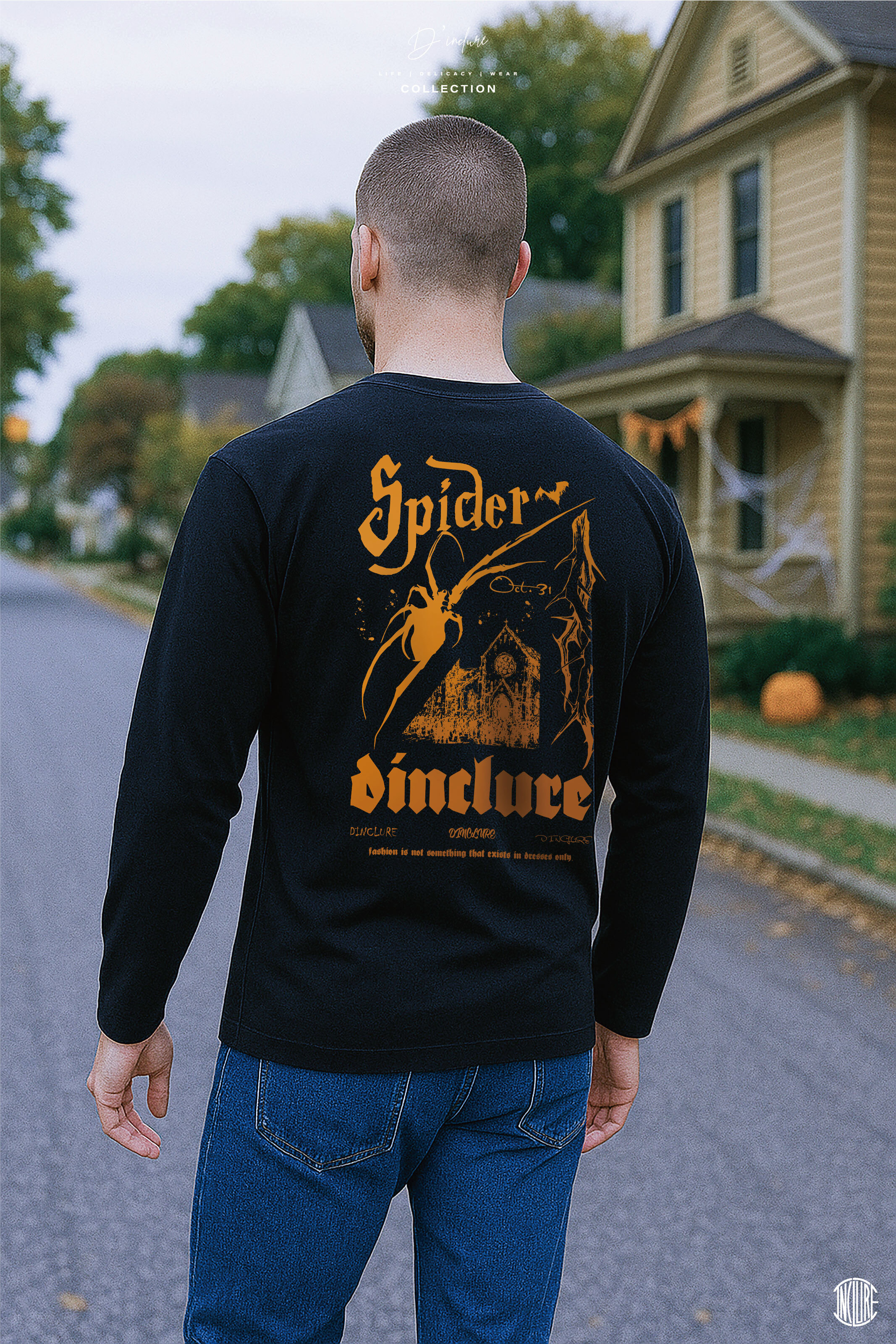 "D'INCLURE" - SPIDER.萬聖限定薄長T〈DIN2511〉