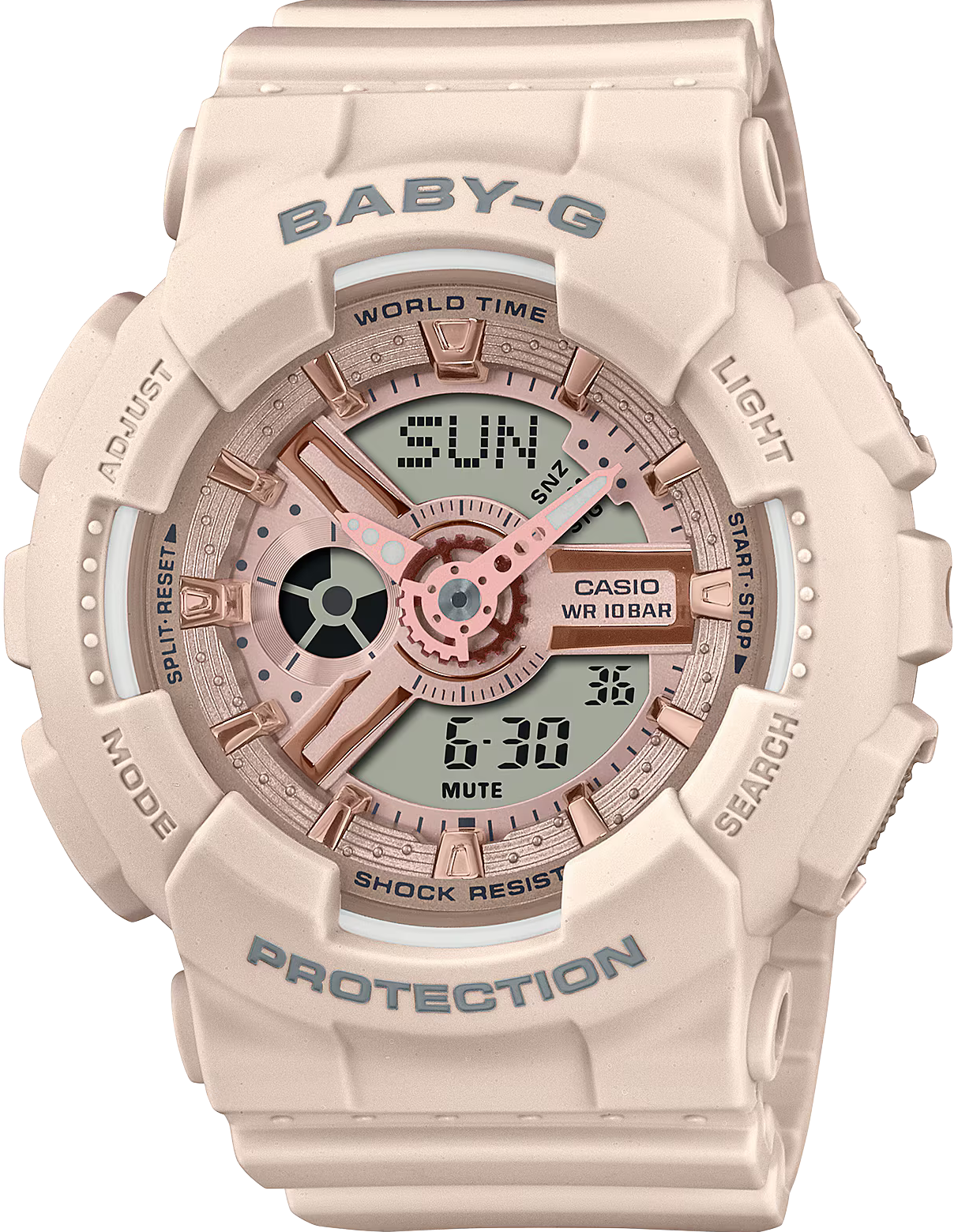 萬年鐘錶 - BABY-G   青春百搭時尚防震運動雙顯電子錶  BA-110XCP-4A  錶徑 : 43.4 MM