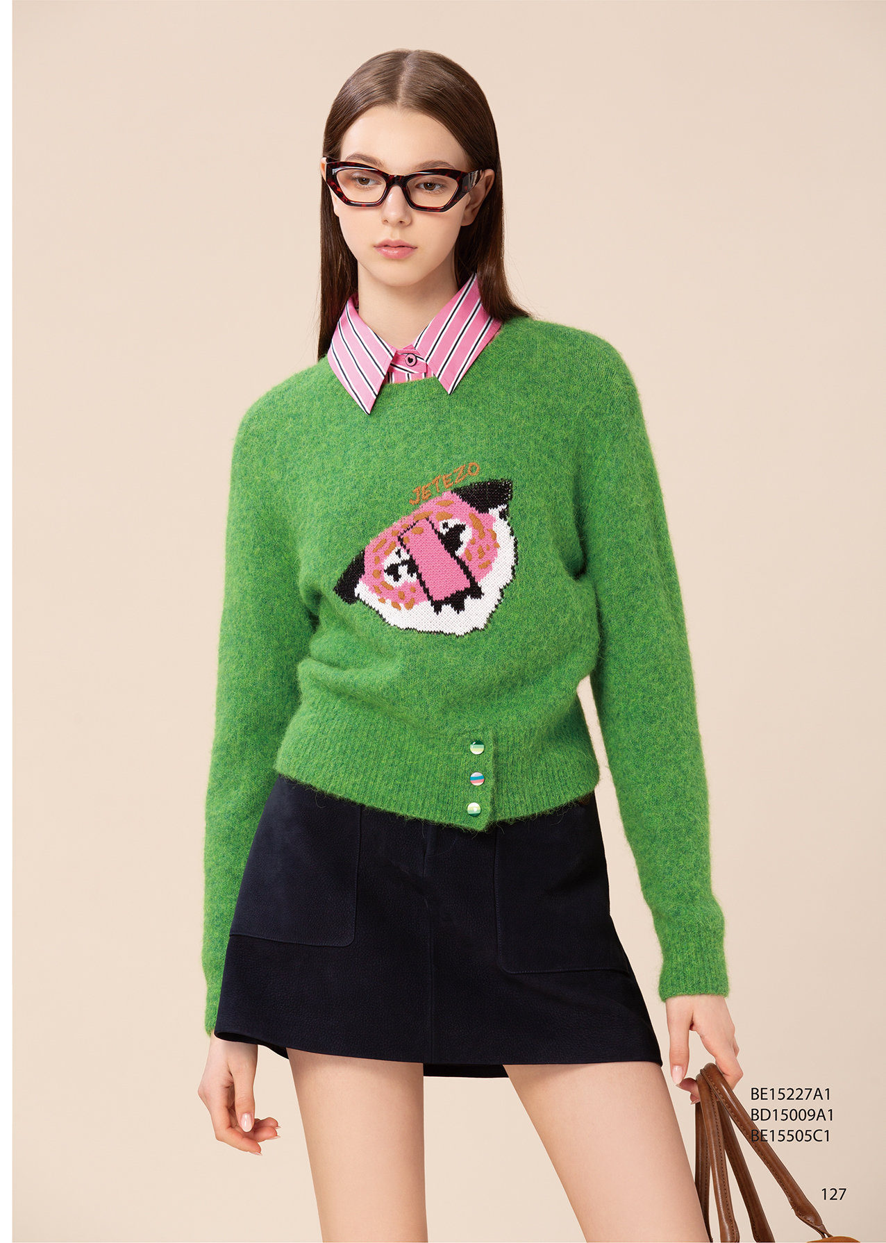 BE15227A1 野趣之心動物趣味圖案針織毛衣 (2色)