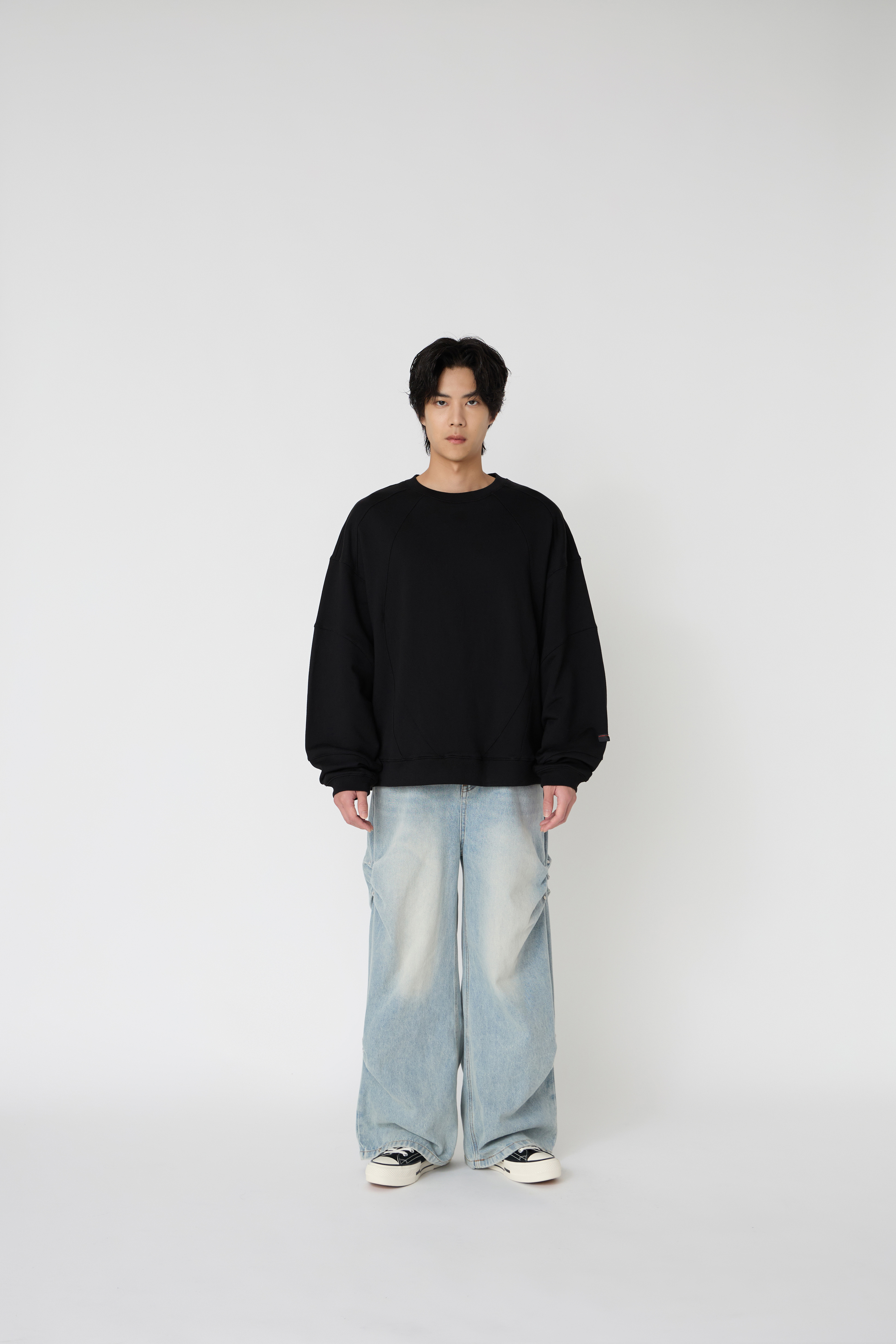 NOIR 釘釦褶型皺褶褲