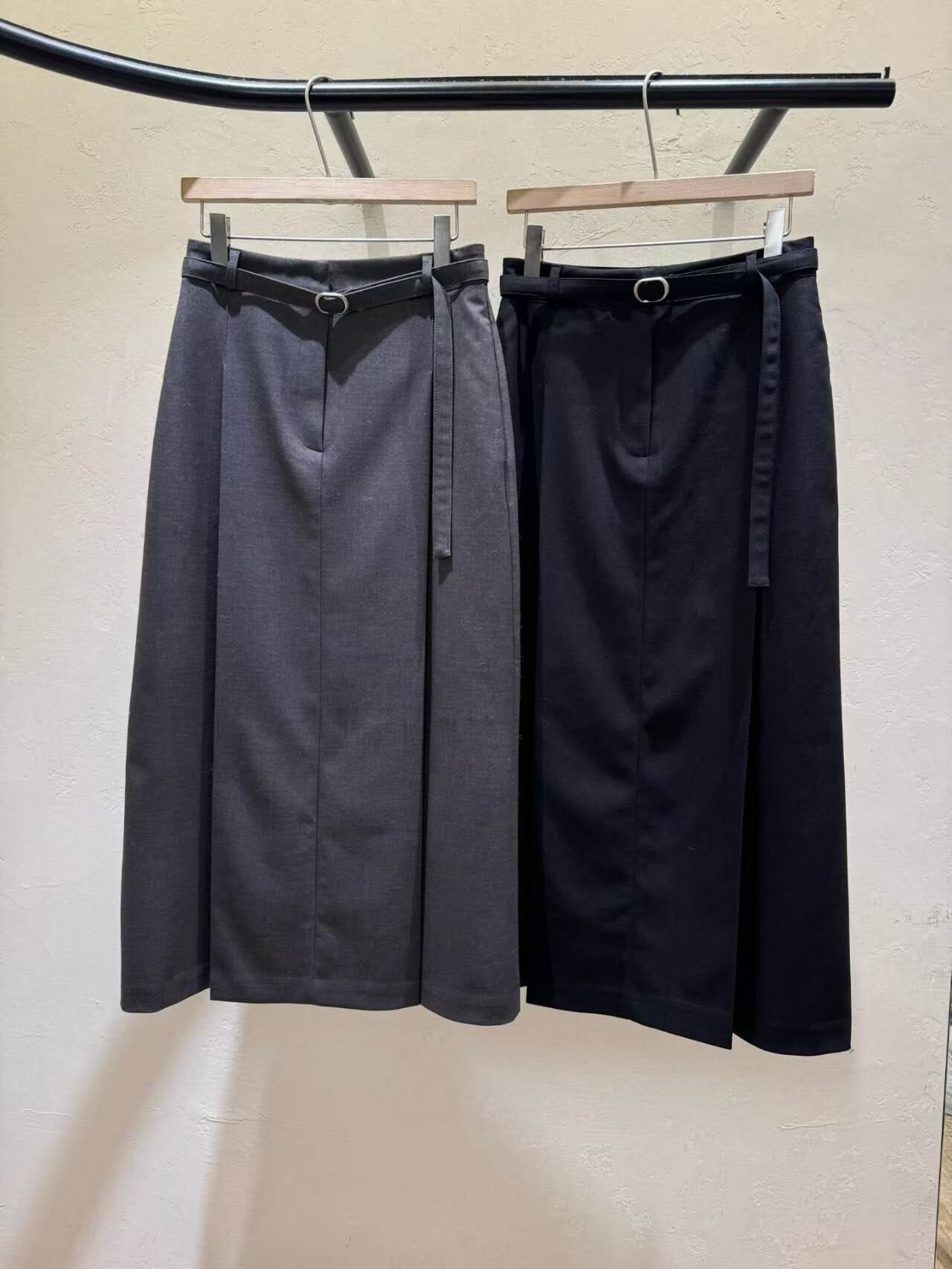 WJ5104 腰帶壓褶A字半身裙 (S/M)