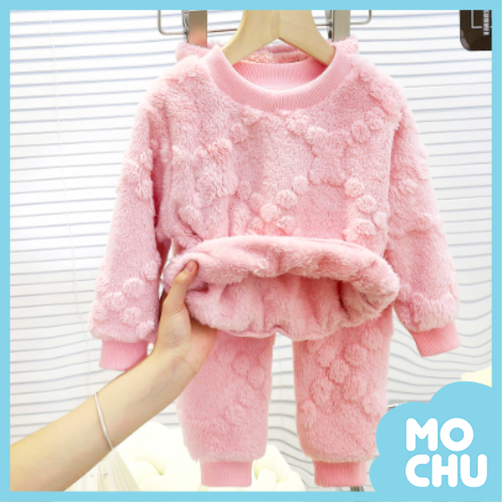 毛絨浮雕法蘭絨居家套裝(五色)