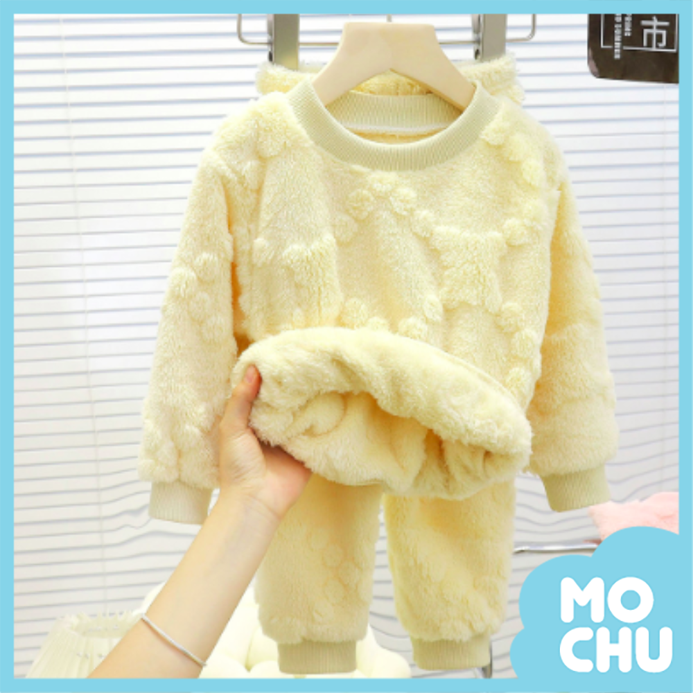 毛絨浮雕法蘭絨居家套裝(五色)