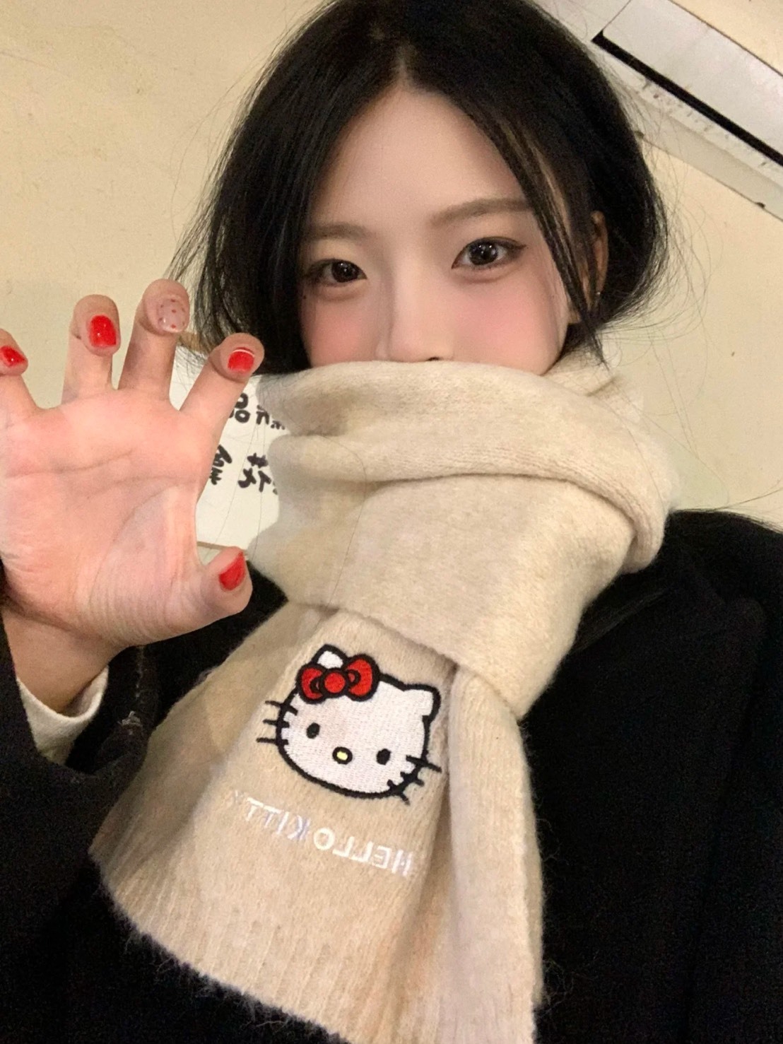 三麗鷗 正版授權 刺繡 針織 圍巾