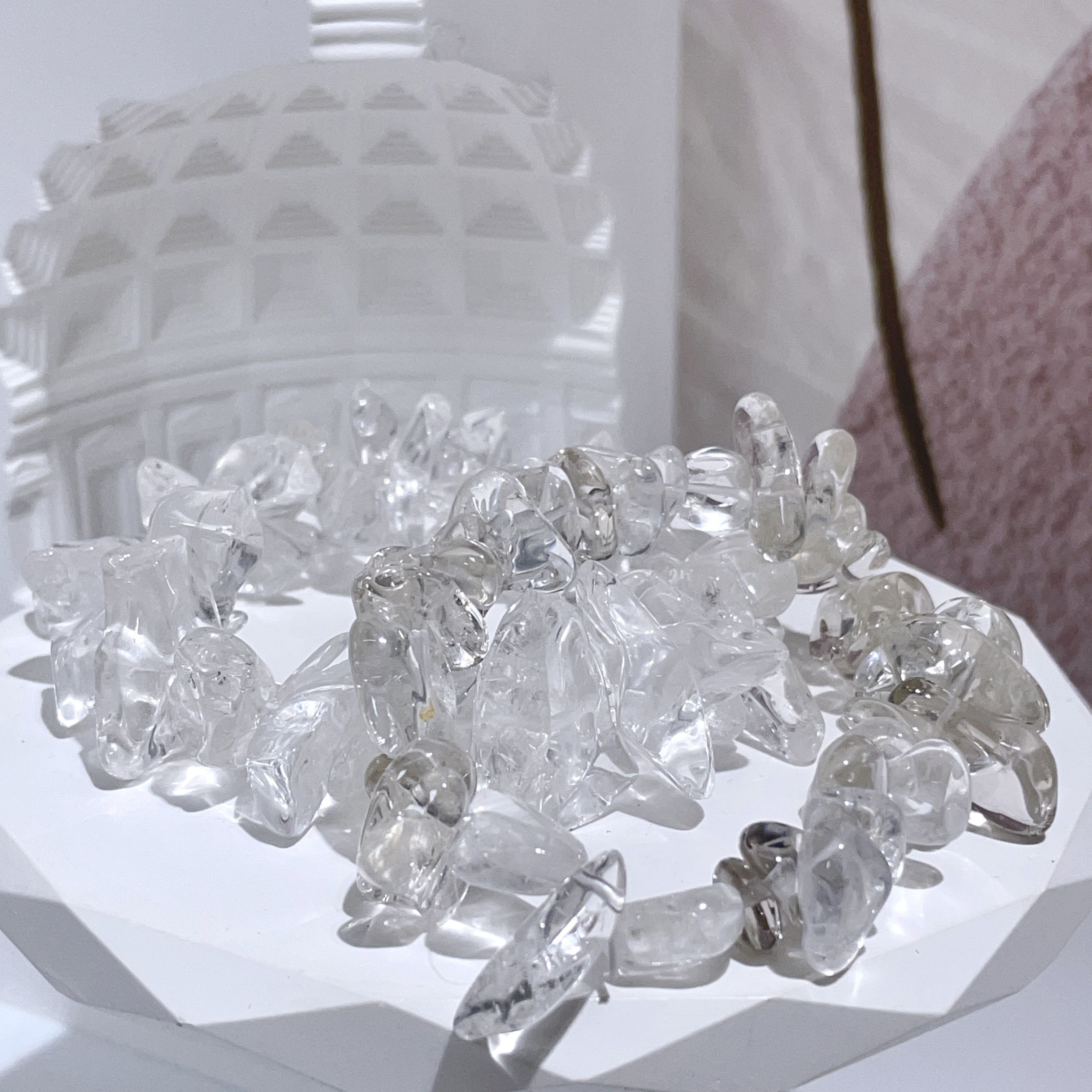 大粒白水晶隨形手串