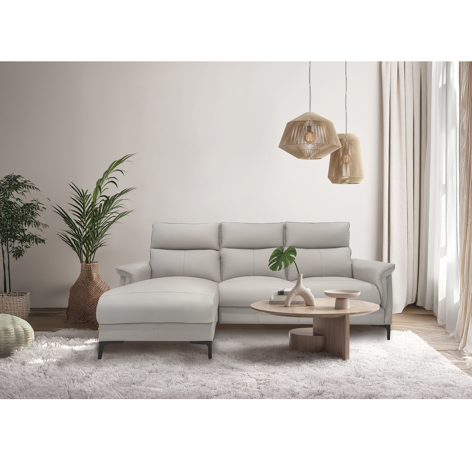 Austin L型皮沙發-玄米白〔SF9568〕