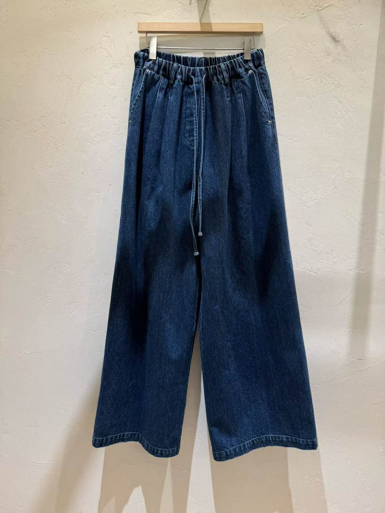 WJ5113 全橡筋束腰繩牛仔棉休閒褲