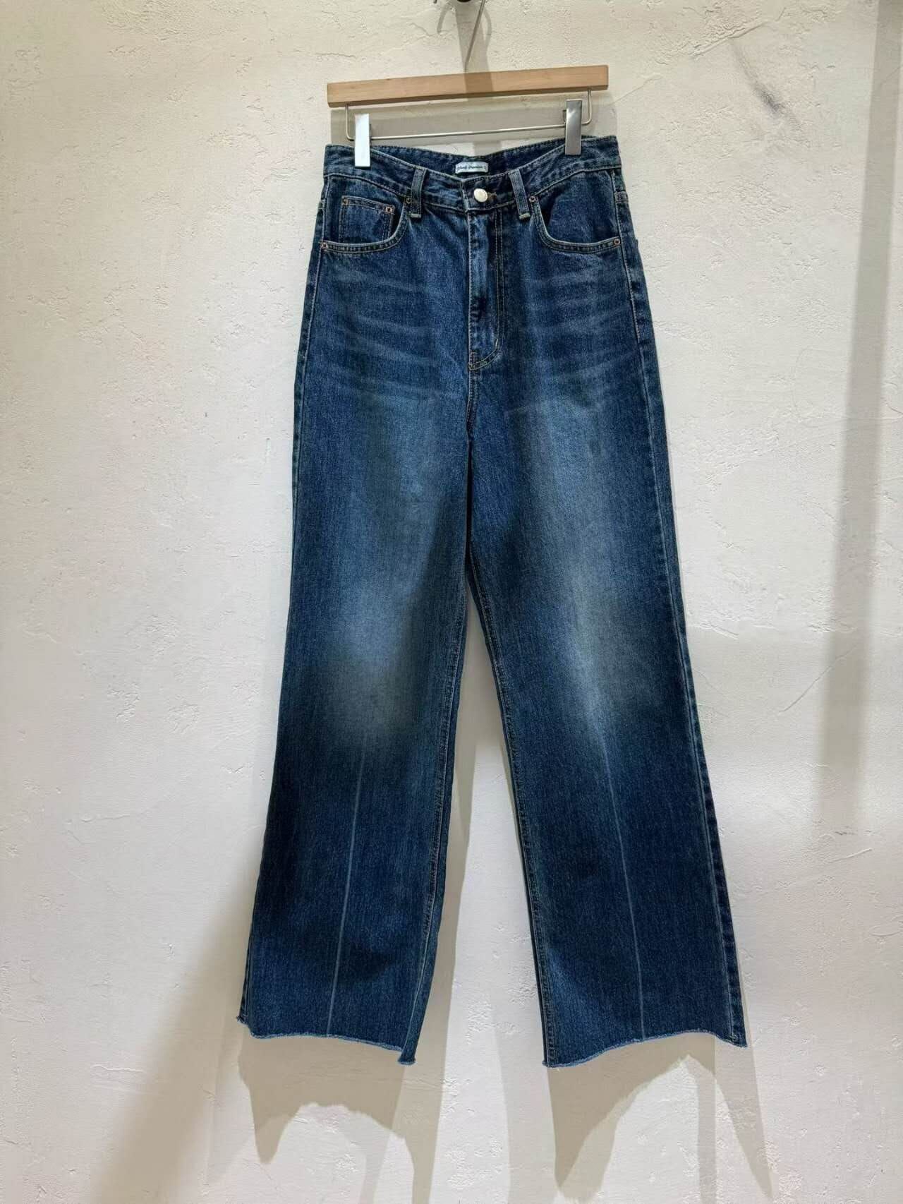 WJ5115 貓鬚洗水高腰牛仔褲（S/M/L）