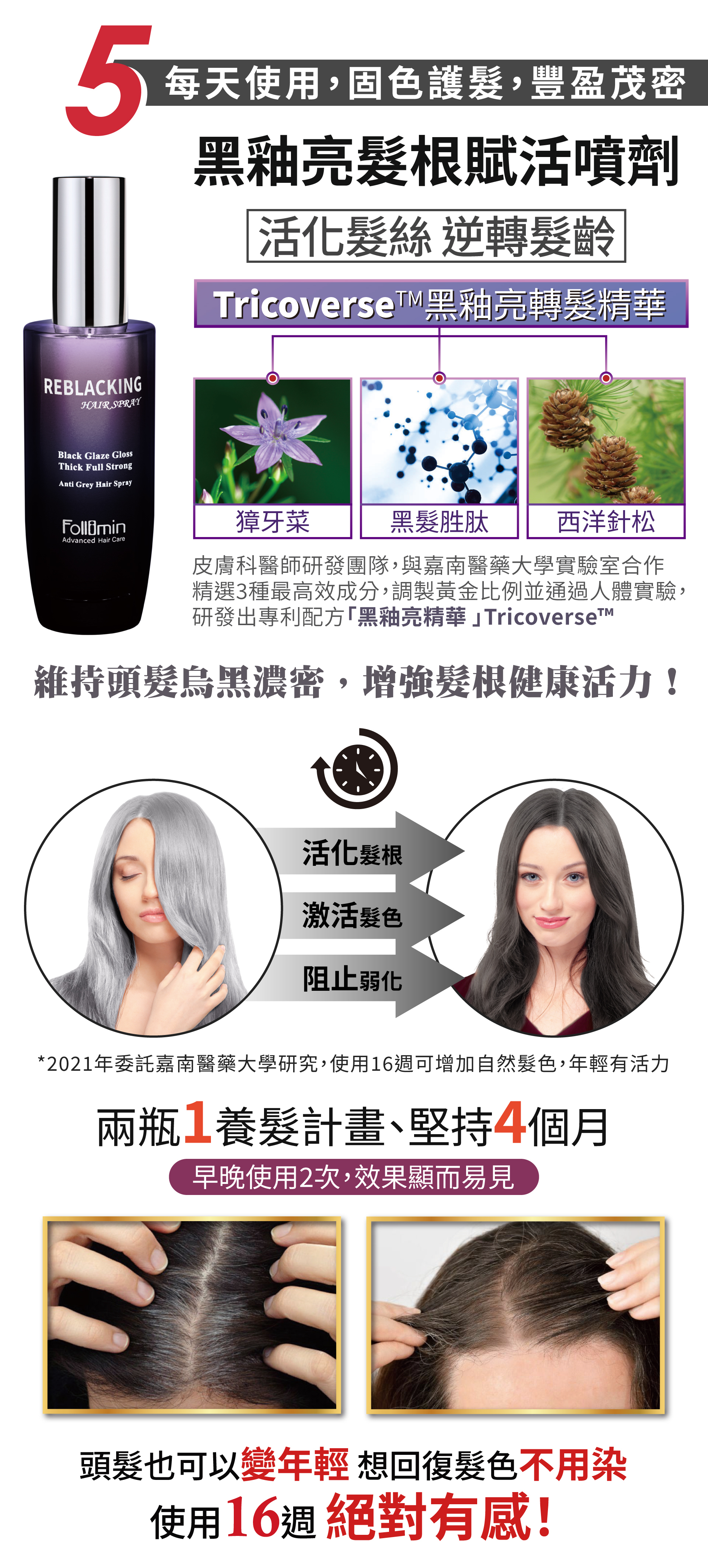 髮利明黑釉亮16週逆齡喚黑