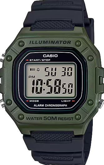 萬年鐘錶 - CASIO訊 卡西歐方形機能性運動電子錶 W-218H-3A  錶徑 : 43.2 MM