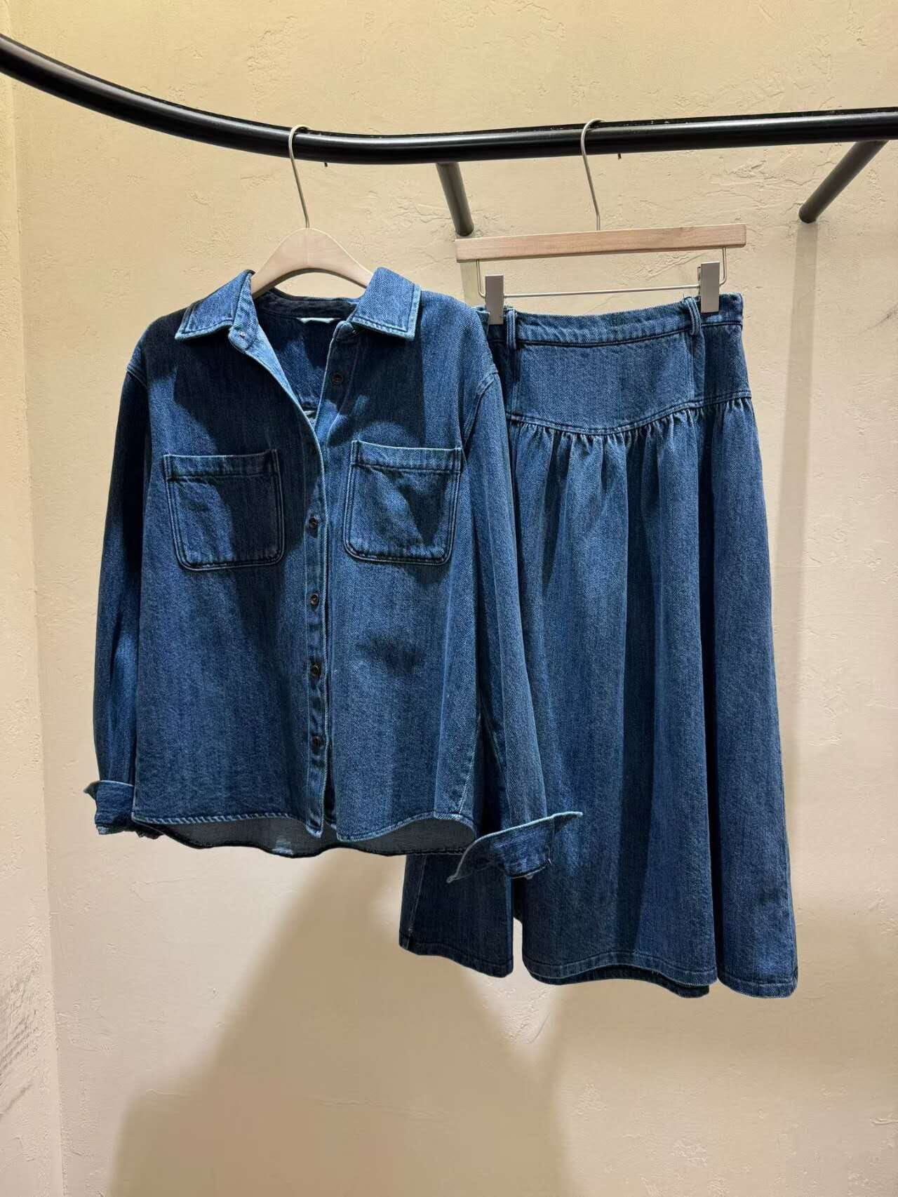 WJ5118 後橡筋收腰牛仔傘裙