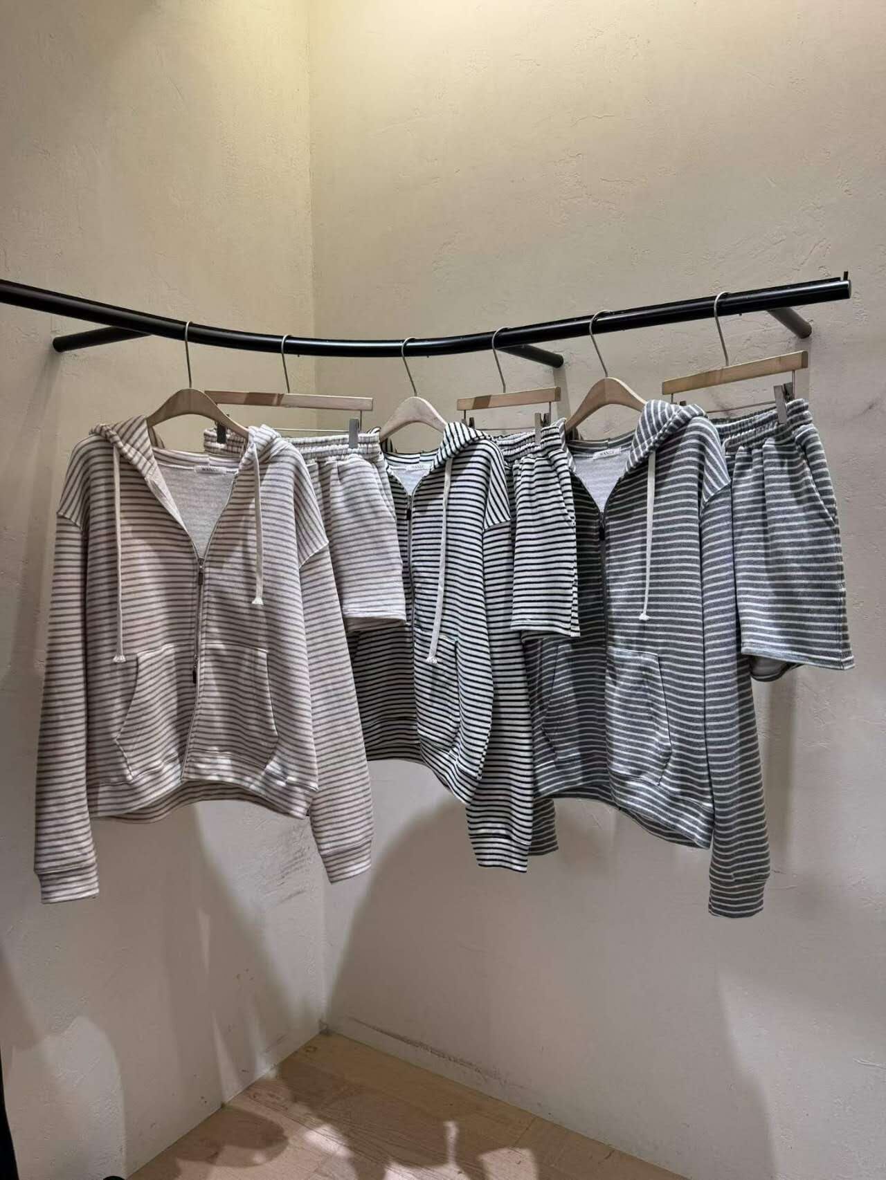 WJ5120 全橡筋條紋休閒短褲