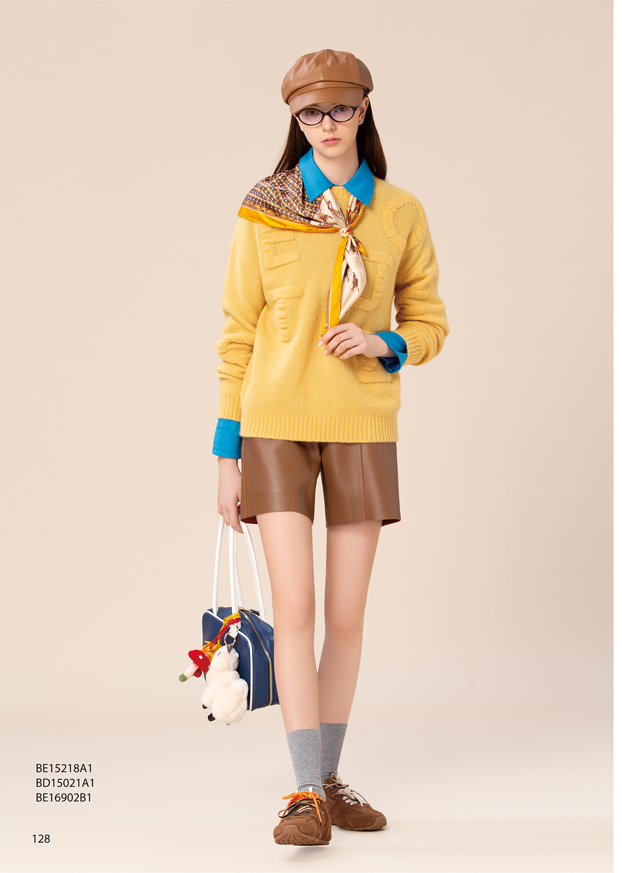 BE15218A1 摩登紋構立體幾何紋落肩寬袖針織毛衣 (2色)