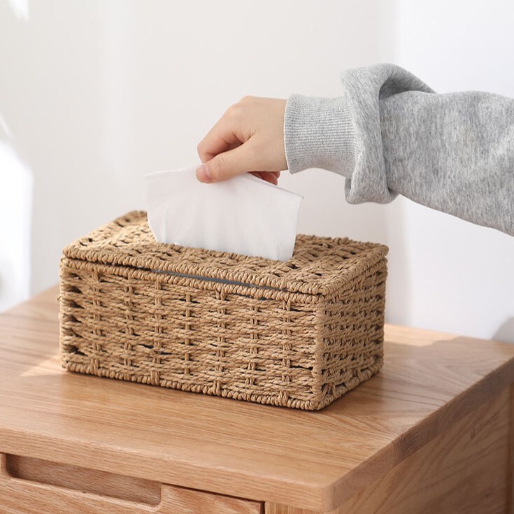 《6326》日系藤編桌上面紙盒