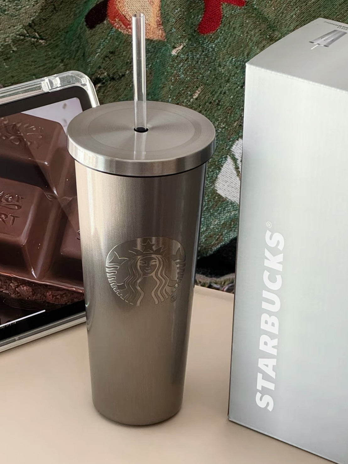 STARBUCKS星巴克 貓眼漸變不鏽鋼吸管杯