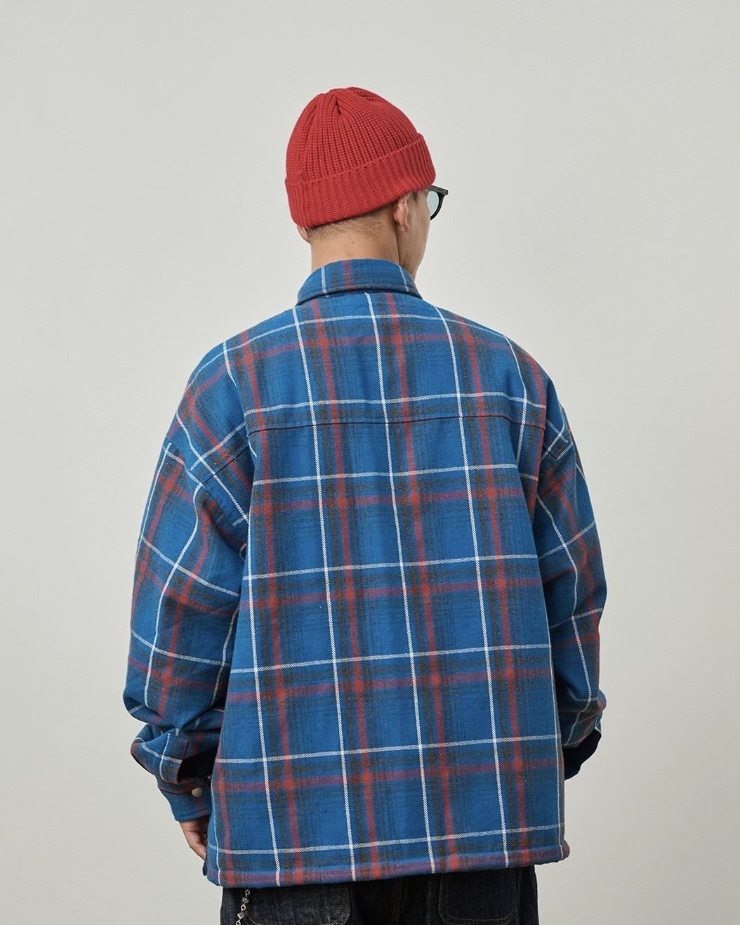 #預購 BROSHOOD 25AW 日系寬鬆 重磅復古 工裝格子襯衫夾棉外套