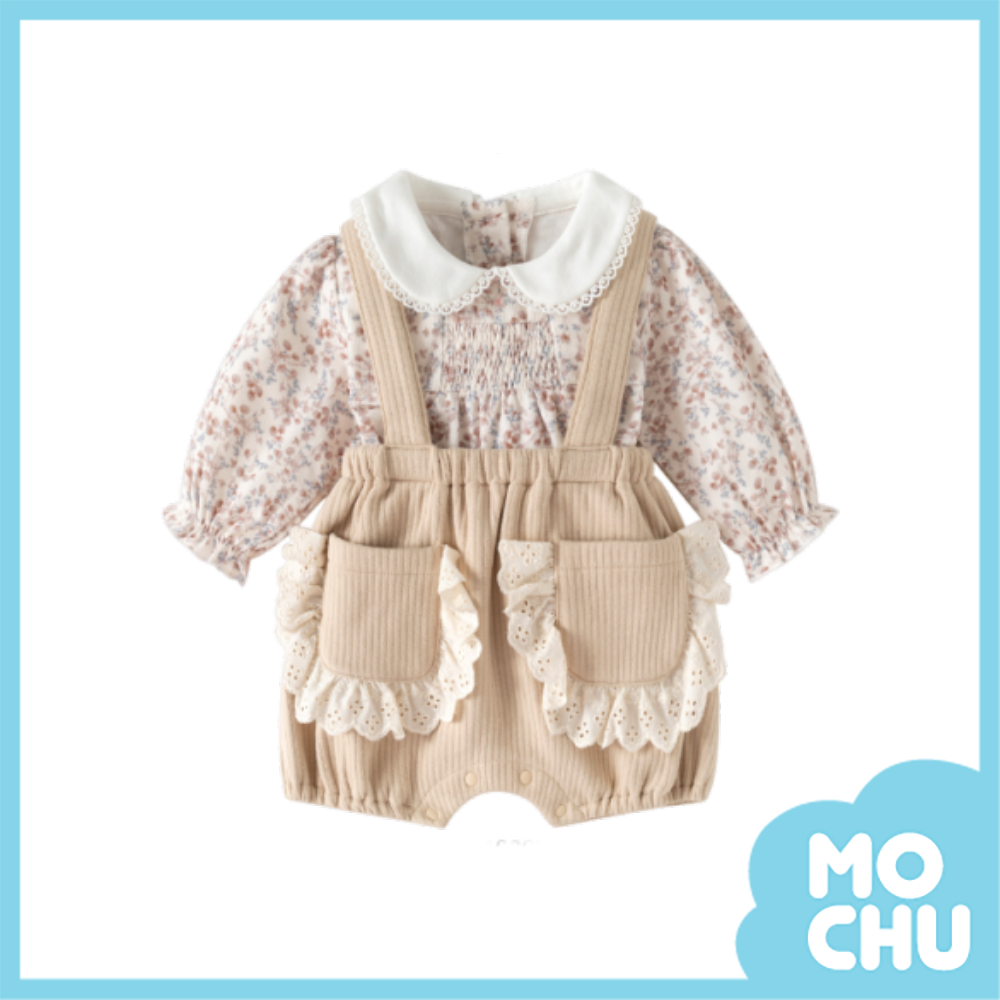 碎花蕾絲圓領吊帶兩件套裝