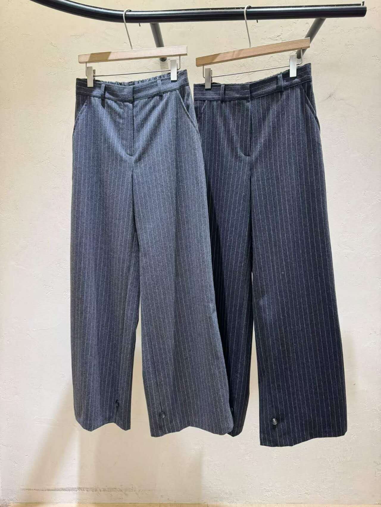 WJ5124 後橡筋直紋直筒休閒褲