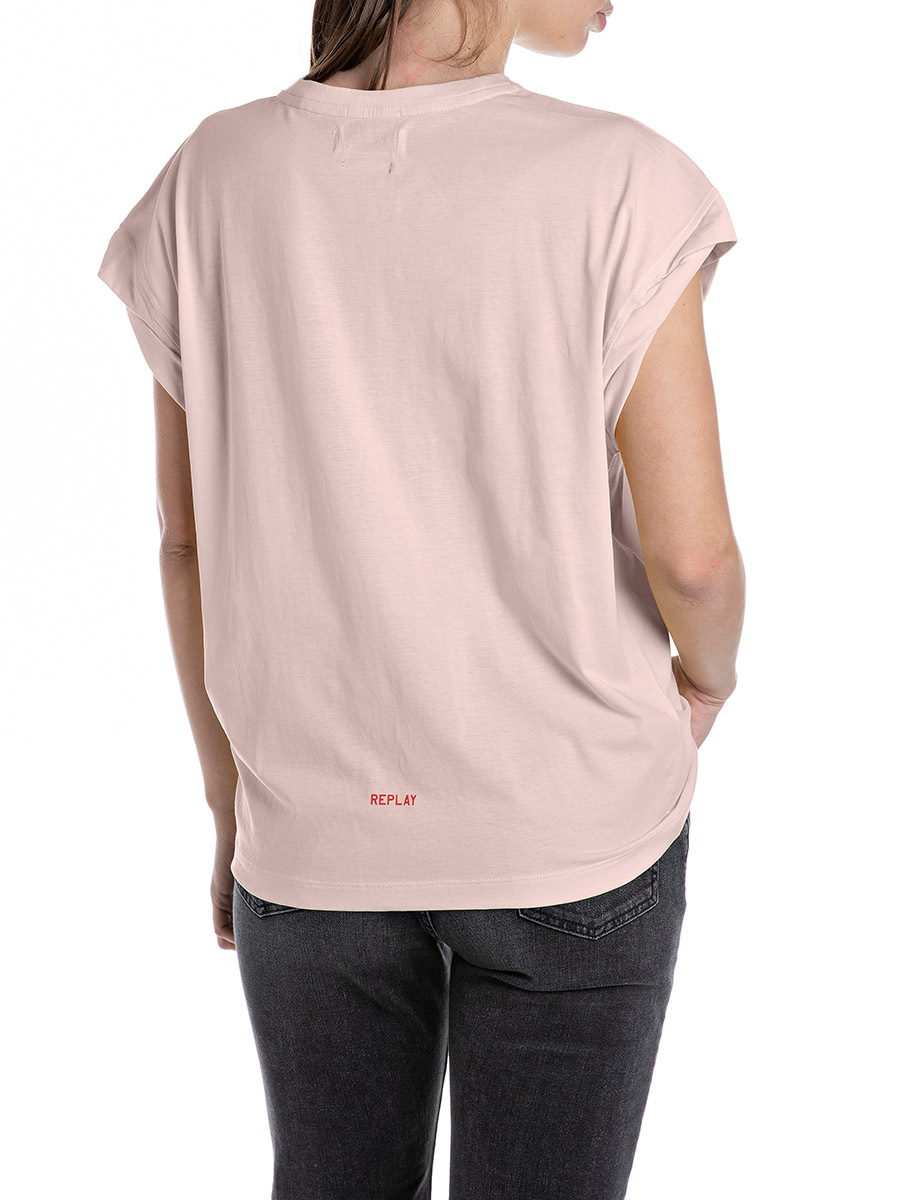 淡粉色字母印花T-shirt