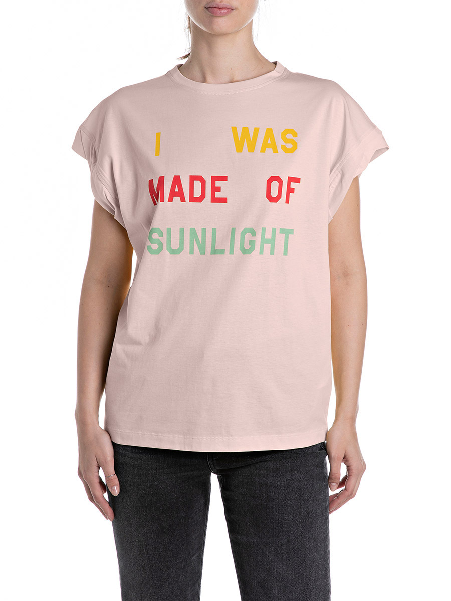 淡粉色字母印花T-shirt