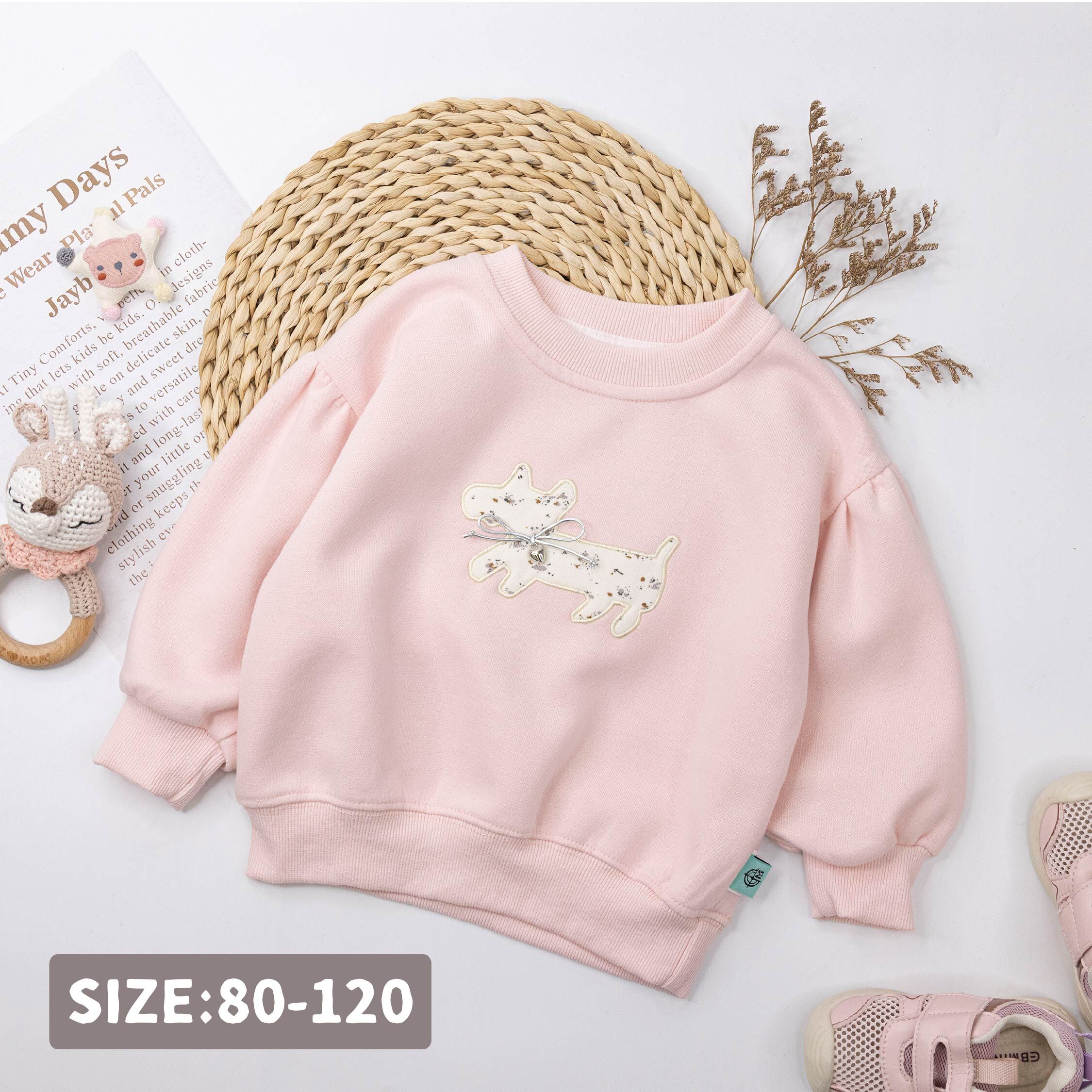 【H55158】蝴蝶結碎花小狗圓領上衣