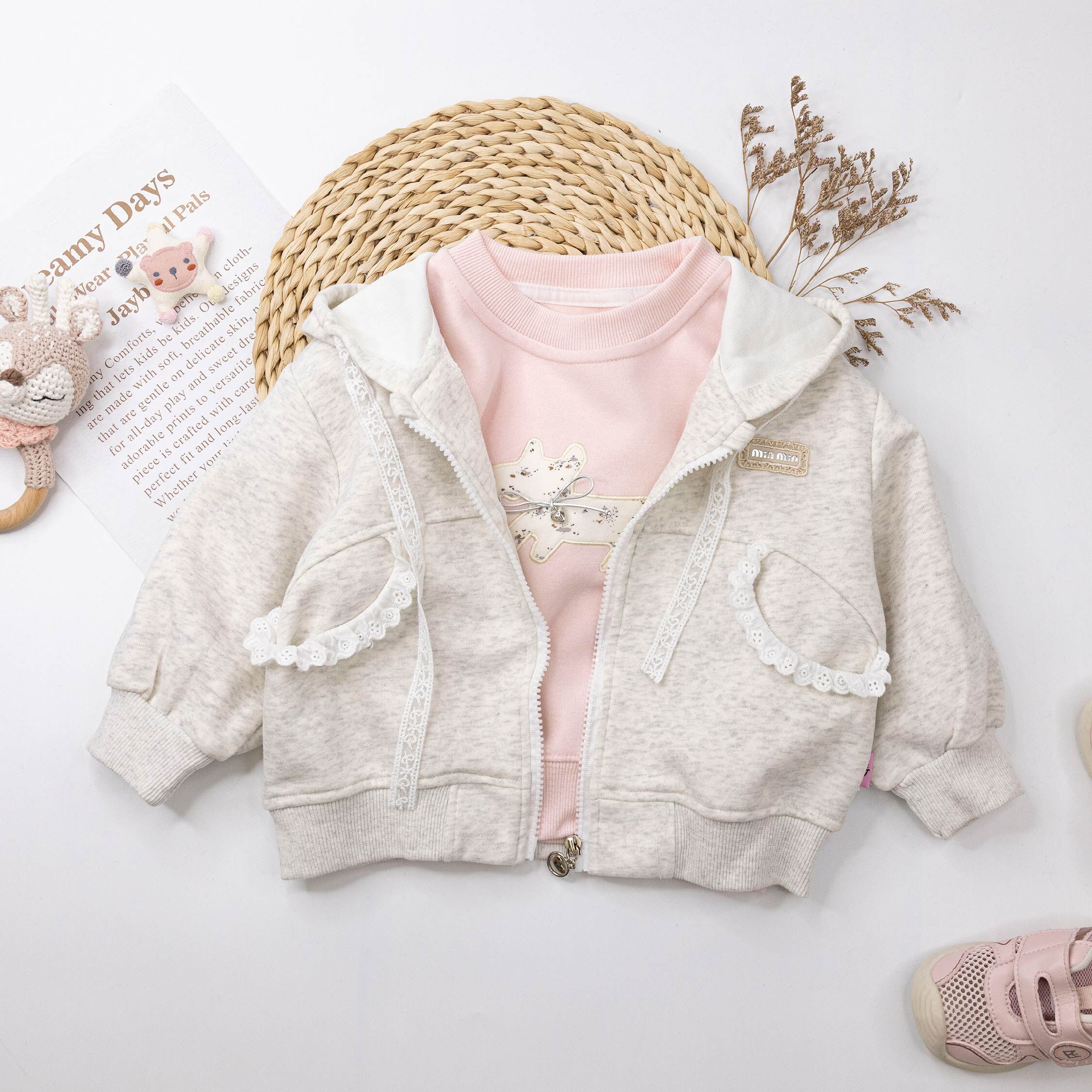 【H55158】蝴蝶結碎花小狗圓領上衣