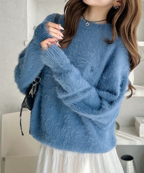 預購┃U.S. POLO ASSN. 刺繡 圓領 毛毛 羽毛針織衫 長袖 毛衣