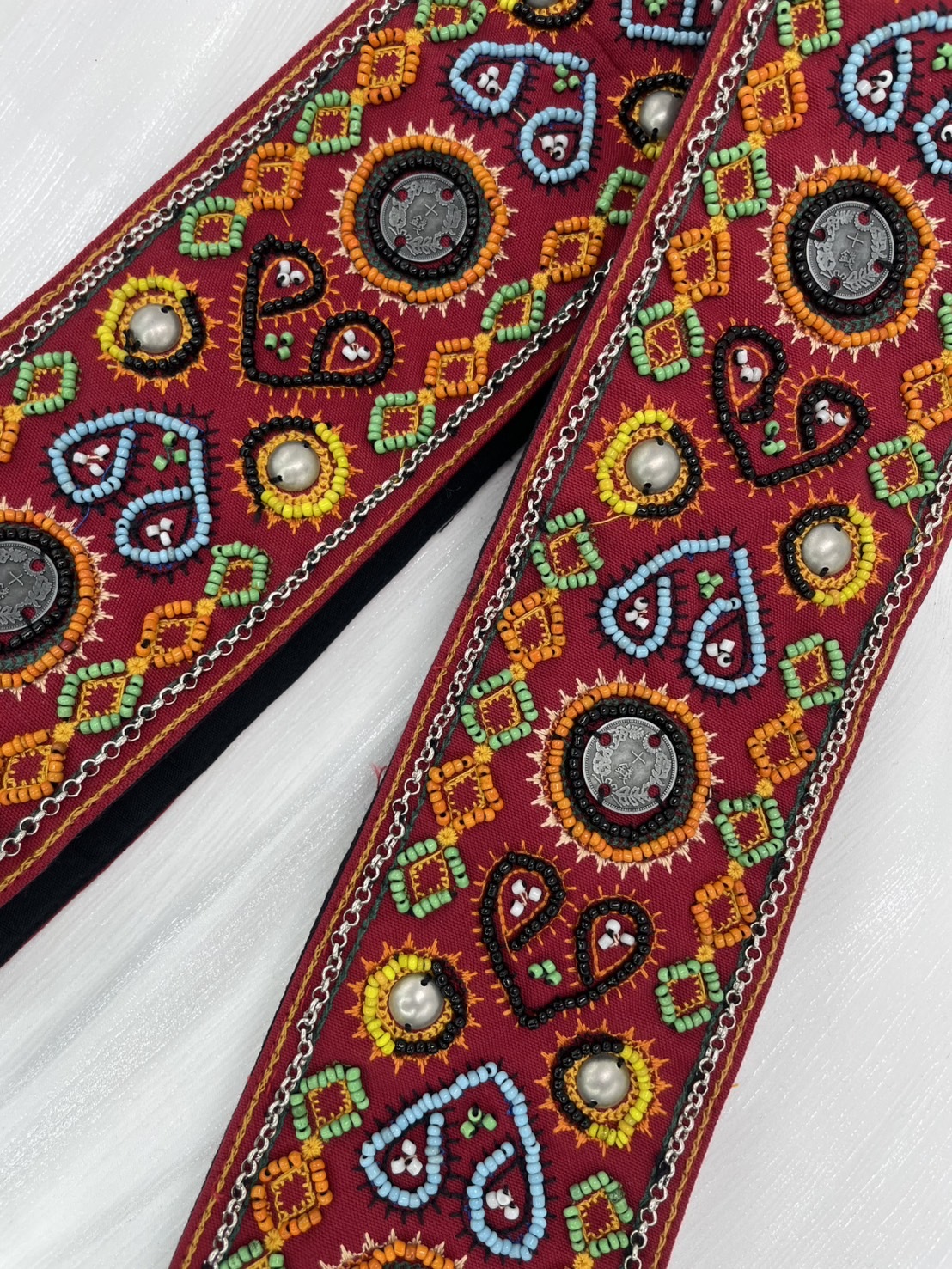 ★ No.7手工珠繡刀冰流蘇背帶寬8*長200cm（紅）