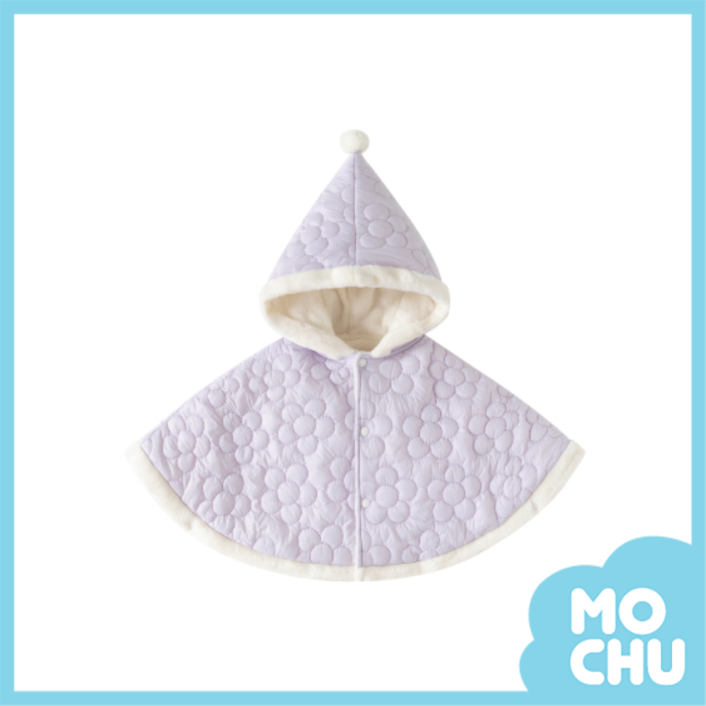 花朵縫線加絨加厚斗篷(二色)