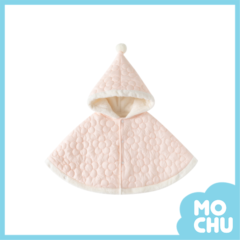 花朵縫線加絨加厚斗篷(二色)