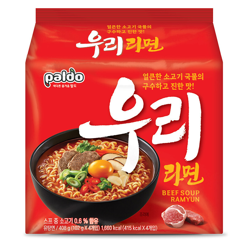 韓國 八道 Paldo  國民拉麵 牛肉湯風味 102gX4入