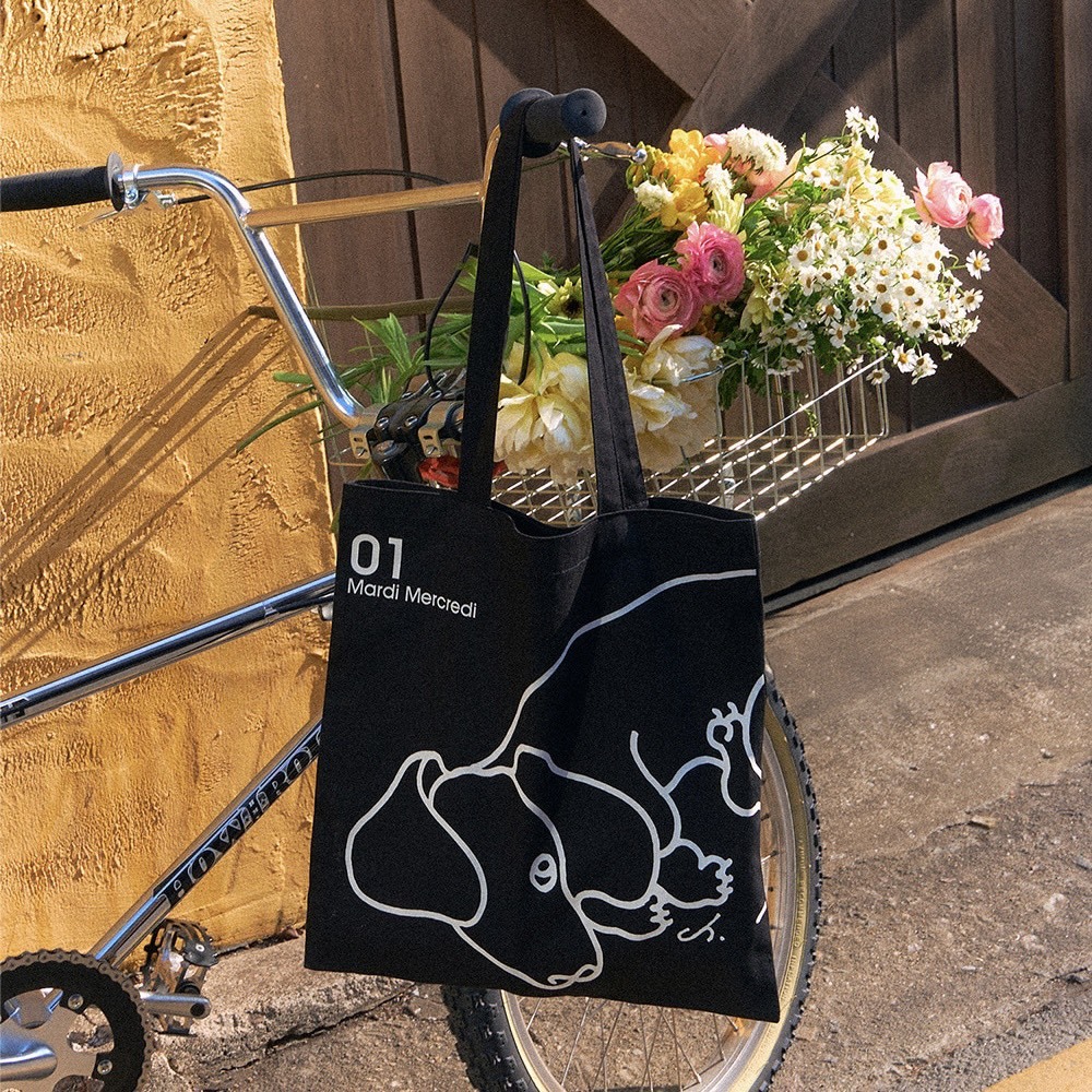 韓國｜Mardi Mercredi CANVAS BAG DDANJI CH.01_BLACK WHITE 帆布包