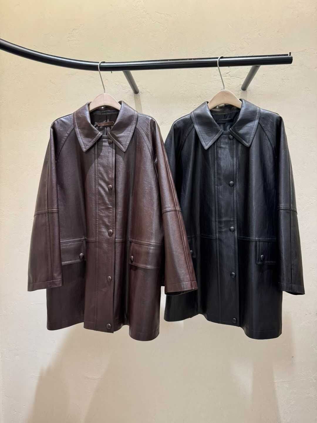 WJ5132 質感翻領亮面皮革外套