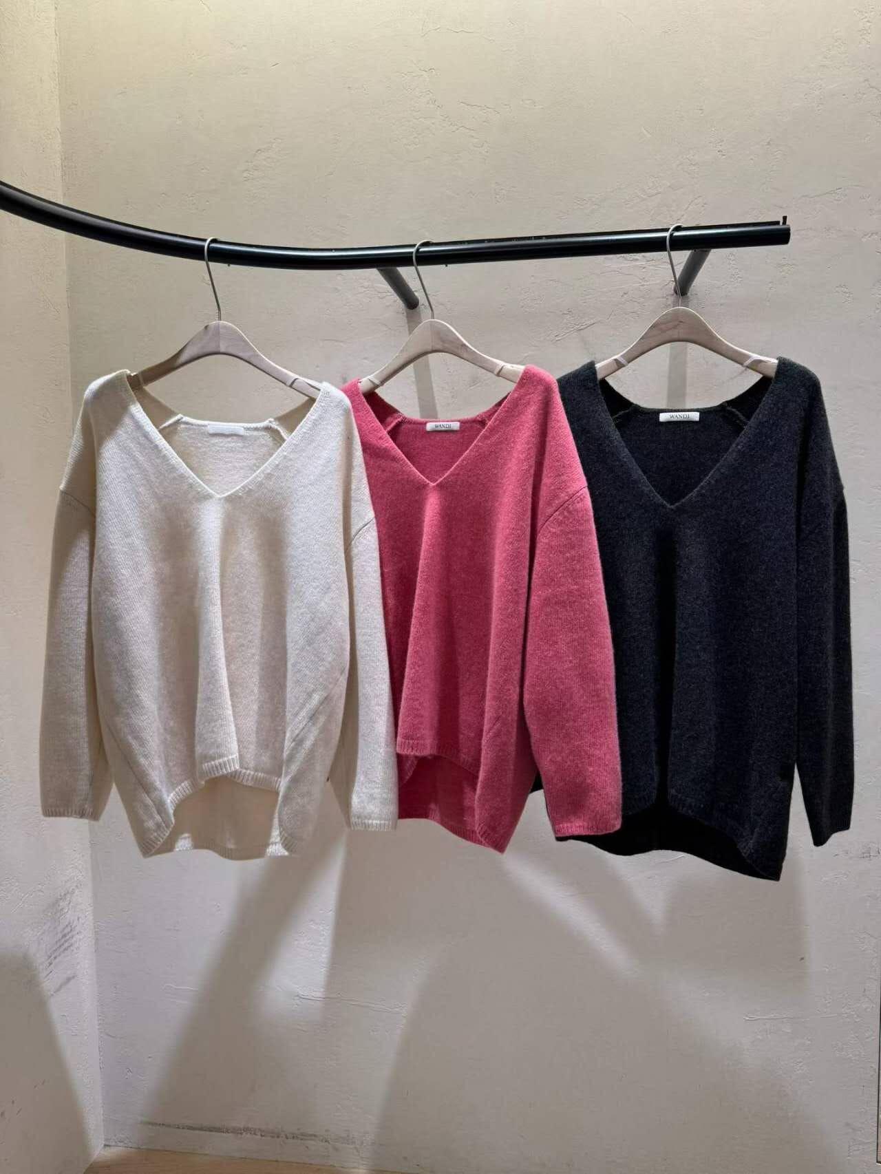 WJ5133 前短後長V領中長袖上衣