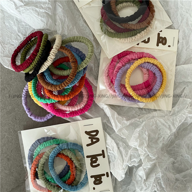 《6328》彩色繽紛撞色系皺褶髮圈組(5入)