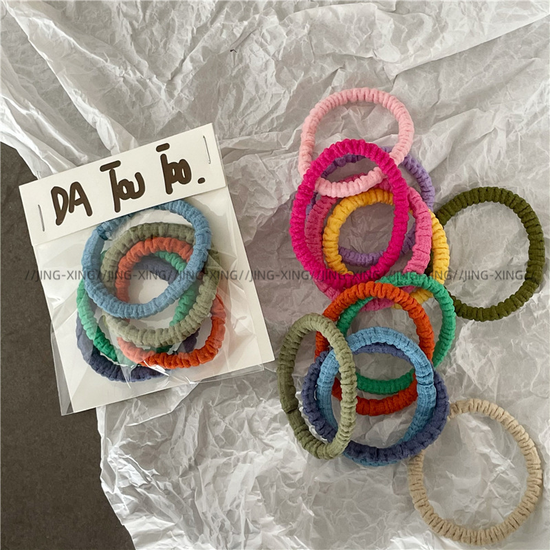 《6328》彩色繽紛撞色系皺褶髮圈組(5入)