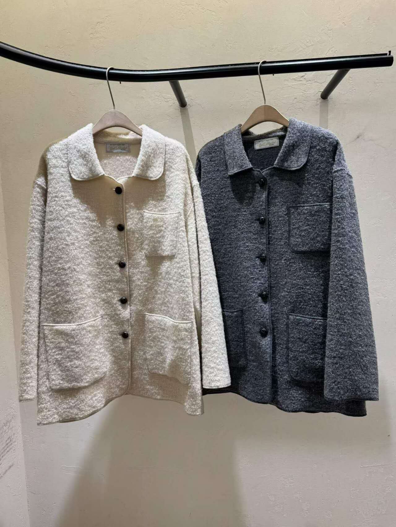 WJ5136 粒粒毛多口袋翻領外套