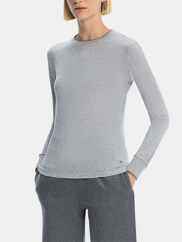 LORENA 羅紋圓領薄針織上衣