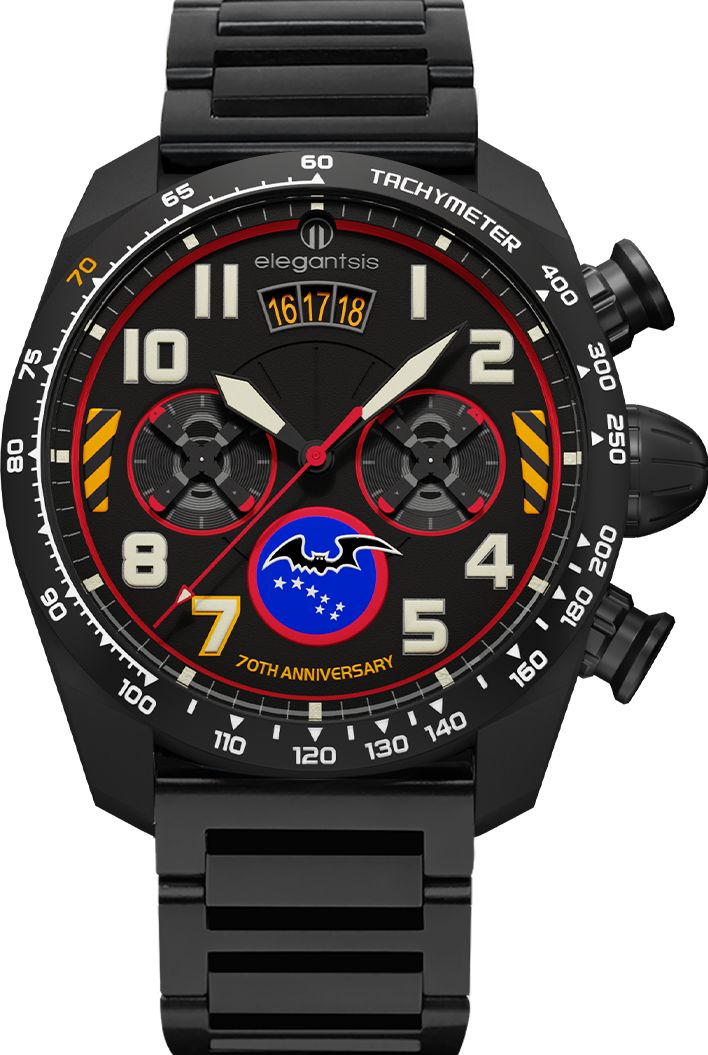 萬年鐘錶 - elegantsis 愛樂時  限量黑蝙蝠70周年紀念腕錶  ELJX47QS-34-6B01MA 錶徑47MM